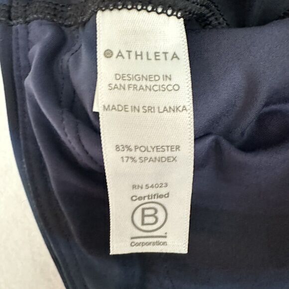 Athleta Crop Leggings XS Accelerate Geode Blue Black Purple Marble Stretch 15" - Picture 8 of 10